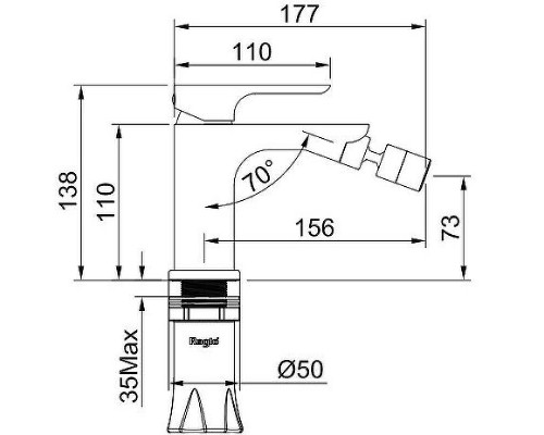 Смеситель для биде Raglo R03.50.06 Черный матовый