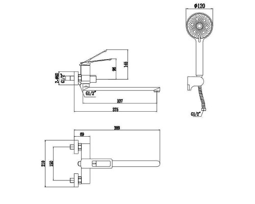 Смеситель для ванны Savol S-009024B универсальный цвет Золото