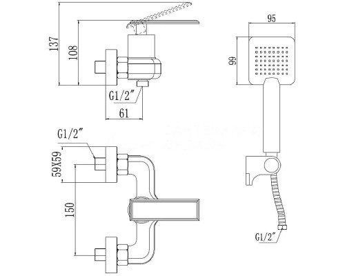 Смеситель для душа Savol S-600107T цвет Хром