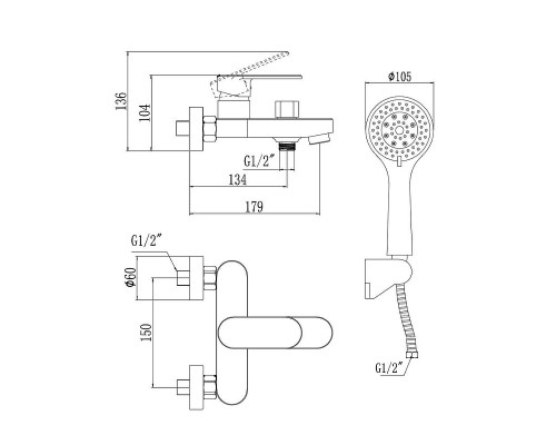 Смеситель для ванны Savol S-600303 цвет Хром