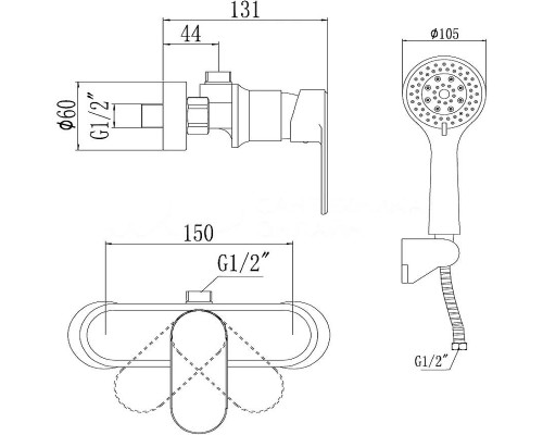 Смеситель для душа Savol S-600305S цвет Хром