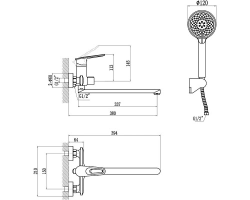 Смеситель для ванны Savol S-600609A универсальный цвет Хром