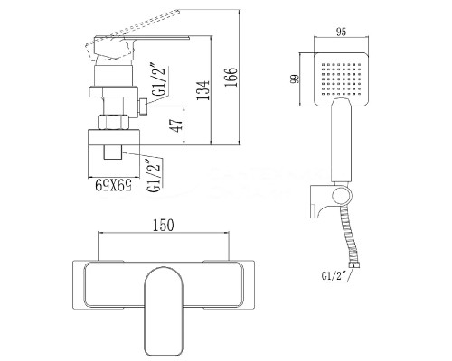 Смеситель для душа Savol S-600705 цвет Хром