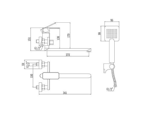 Смеситель для ванны Savol S-600709 универсальный цвет Хром