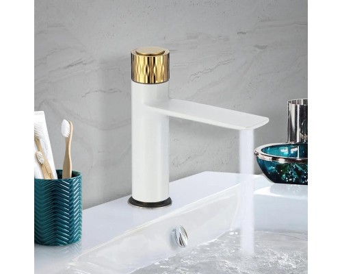 Смеситель для раковины Savol S-601810WB цвет Белый Золото