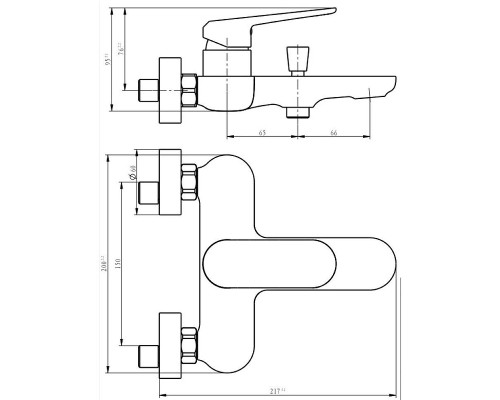 Смеситель для ванны Savol SK-H6101 цвет Белый Хром