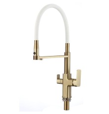Смеситель для кухни Savol S-L1809C-02 цвет Бронза Белый