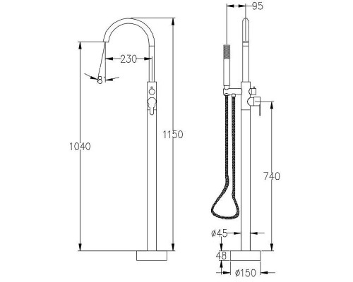 Смеситель для ванны Savol S-SUS8802 цвет Сатин