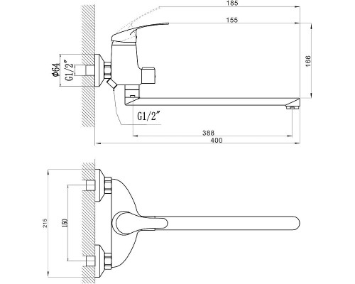 Смеситель для ванны Savol S-T2201 универсальный цвет Хром