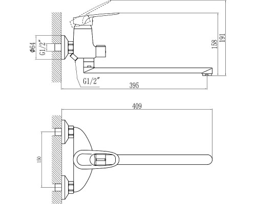 Смеситель для ванны Savol S-T2204 универсальный цвет Хром