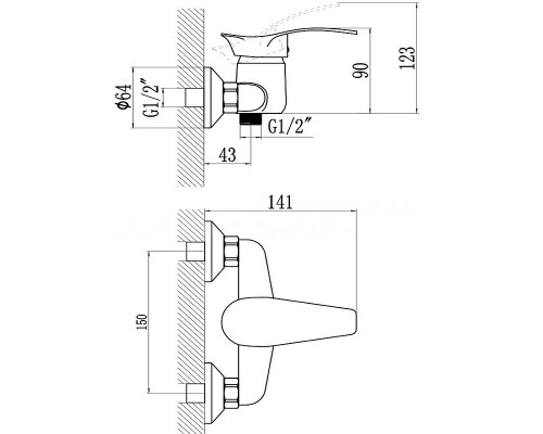 Смеситель для душа Savol S-T3006 цвет Хром