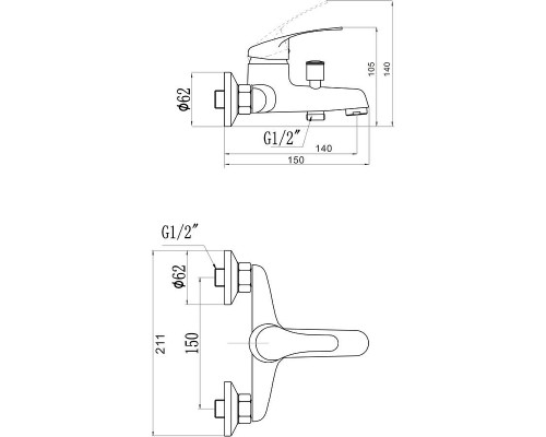 Смеситель для ванны Savol S-T3201 цвет Хром