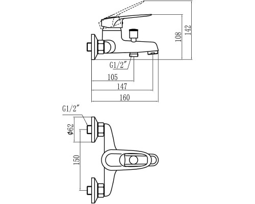 Смеситель для ванны Savol S-T3204 цвет Хром