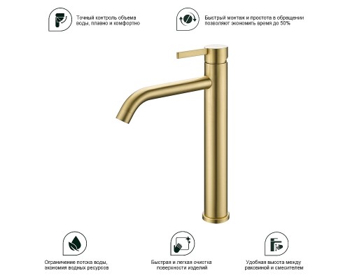 Смеситель для раковины Splenka S221.15.03 цвет Золото матовое