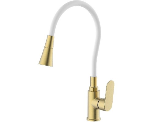 Смеситель для кухни Splenka S41.43.03 Золото матовое Белый