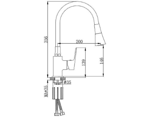 Смеситель для кухни Splenka S41.43.03 Золото матовое Белый