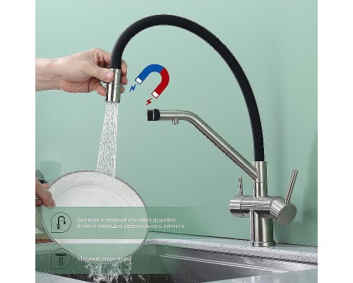 Смеситель для кухни Splenka S70.62.05 Сатин Черный