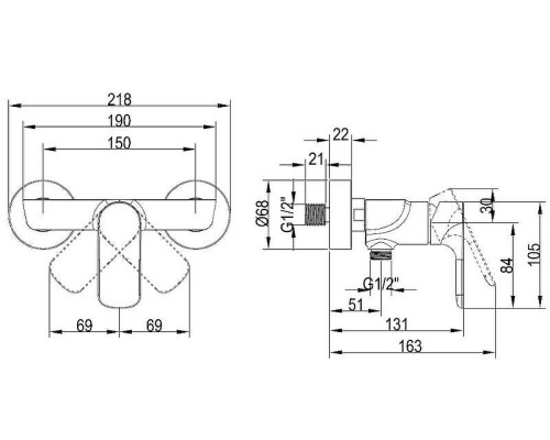 Смеситель для душа Villeroy&Boch O.Novo TVS10400100061 цвет Хром