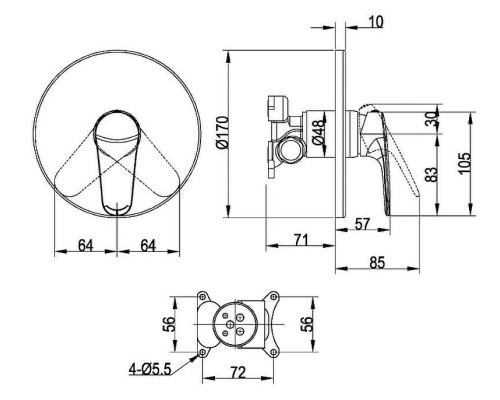 Смеситель для душа Villeroy&Boch O.Novo Start TVS10535211061 цвет Хром