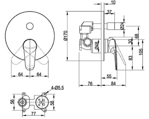 Смеситель для душа Villeroy&Boch O.Novo Start TVS10535311061 цвет Хром