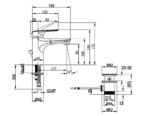 Смеситель для раковины Villeroy&Boch O.Novo Start TVW10510111061 цвет Хром