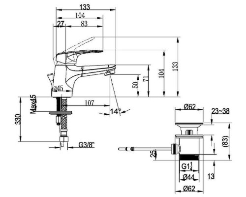 Смеситель для раковины Villeroy&Boch O.Novo Start TVW10514111061 цвет Хром