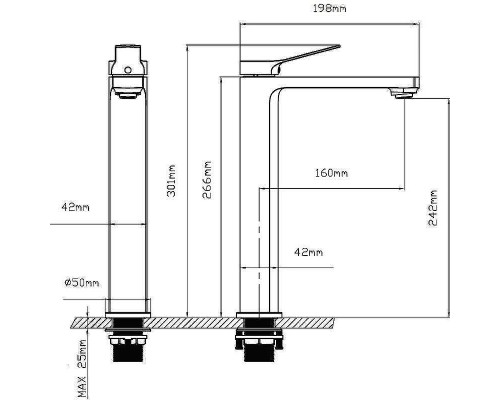 Смеситель для раковины Vincea Arco VBF-4AR02BG Брашированное золото