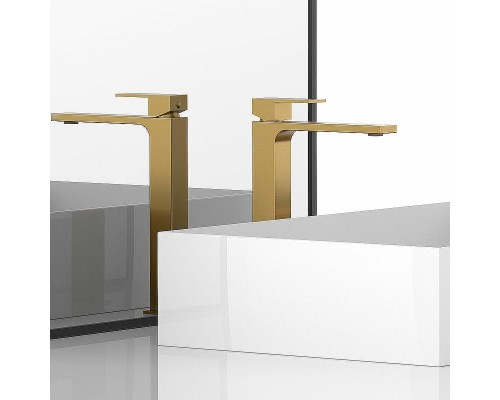 Смеситель для раковины Vincea Cube VBF-1C02BG Брашированное золото