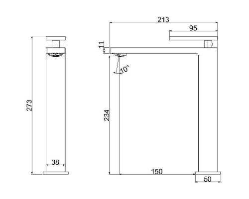 Смеситель для раковины Vincea Dice VBF-2DS2BN Брашированный никель