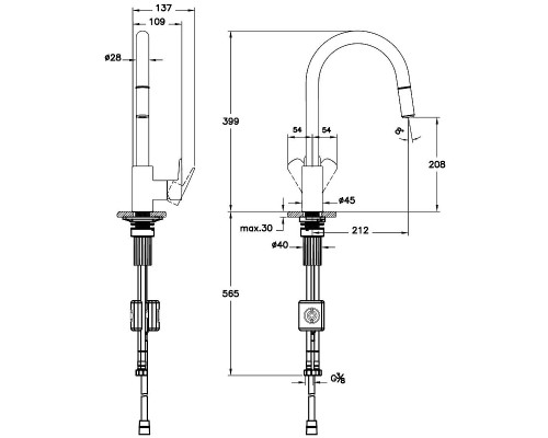 Смеситель для кухни Vitra Flow Soft A4344536EXP Черный матовый