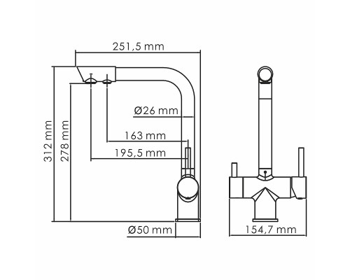 Смеситель для кухни WasserKRAFT A8367 Черный матовый