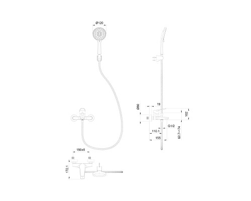 Смеситель для ванны Wonzon & Woghand WW-A30891-CR цвет Хром