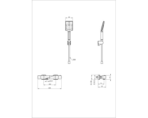 Смеситель для душа Wonzon & Woghand WW-B2025-A-CR с термостатом цвет Хром