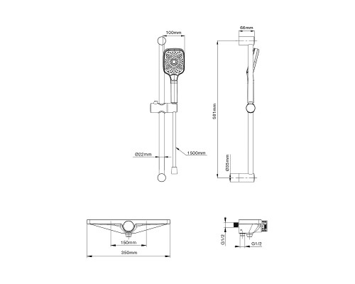 Смеситель для ванны Wonzon & Woghand WW-B2551-A-CR с термостатом цвет Хром