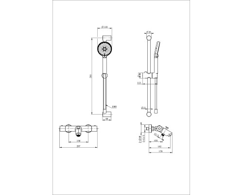 Смеситель для ванны Wonzon & Woghand WW-C2002-A-BGG с термостатом цвет Темный графит