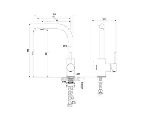 Смеситель для кухни Wonzon & Woghand WW-88458005-BG цвет Брашированное золото
