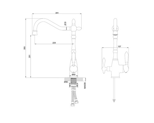 Смеситель для кухни Wonzon & Woghand WW-88458006-BGM цвет Темный графит
