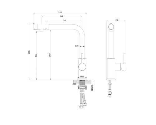 Смеситель для кухни Wonzon & Woghand WW-88458008-MB цвет Черный матовый