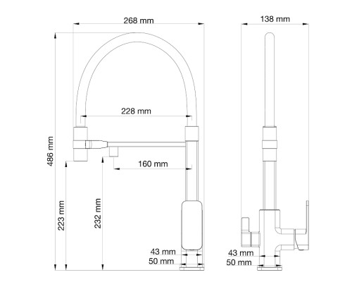 Смеситель для кухни Wonzon & Woghand WW-88458012-MB цвет Черный матовый