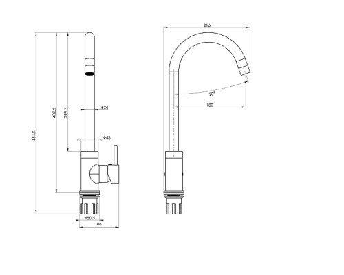 Смеситель для кухни Wonzon & Woghand WW-A21102-BG цвет Брашированное золото