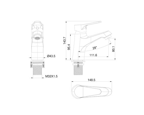 Смеситель для раковины Wonzon & Woghand WW-A40212-MW цвет Белый матовый