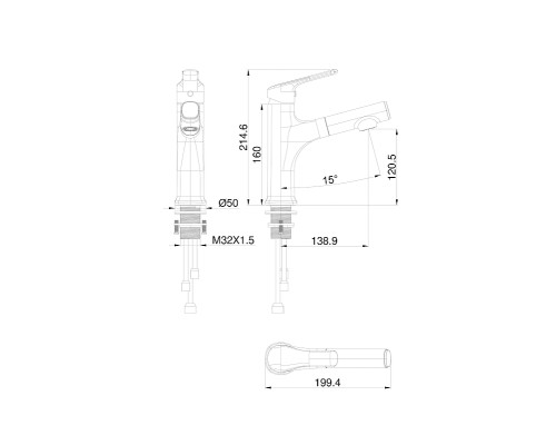 Смеситель для раковины Wonzon & Woghand WW-AE4151-MB цвет Черный матовый