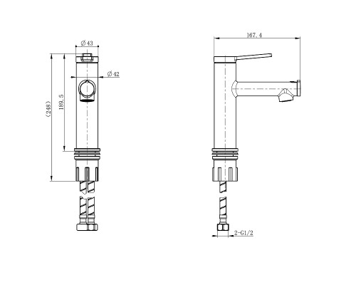Смеситель для раковины Wonzon & Woghand WW-H1017-BG цвет Брашированное золото