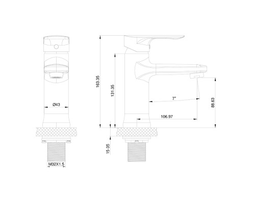 Смеситель для раковины Wonzon & Woghand WW-XH-011-MB цвет Черный матовый