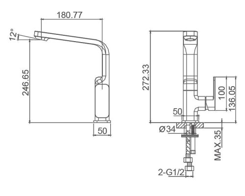 Смеситель для кухни Wonzon & Woghand Arnie WW-692102-CR цвет Хром