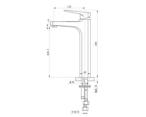 Смеситель для раковины Wonzon & Woghand Athens WW-081102-CR цвет Хром
