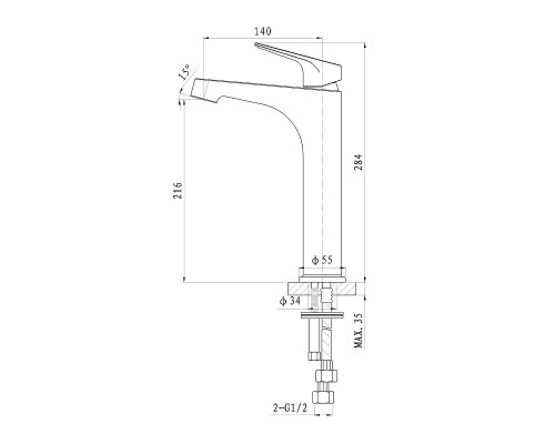 Смеситель для раковины Wonzon & Woghand Balance WW-051104-CR цвет Хром