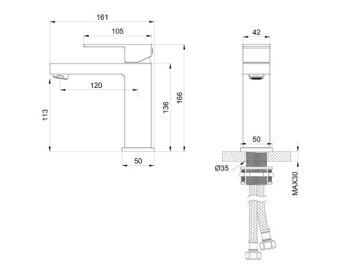 Смеситель для раковины Wonzon & Woghand Cube WW-88139016-BG цвет Брашированное золото