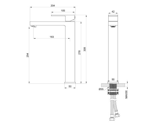 Смеситель для раковины Wonzon & Woghand Cube WW-88239016-MB цвет Черный матовый