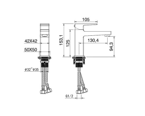 Смеситель для раковины Wonzon & Woghand Cube 2.0 WW-88018068-BGM цвет Темный графит